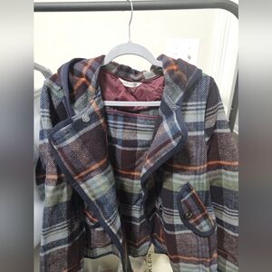 Woolrich Plaid Jacket/Peacoat with Hoodie Size XL NWT